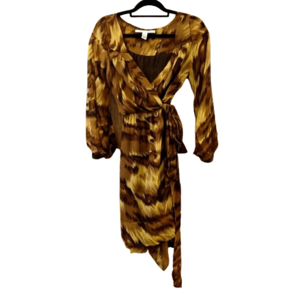 Diane Von Furstenberg~PHILOMINA Jeanne Palace Tiger~SILK CHIFFON WRAP DRESS Sz 4
